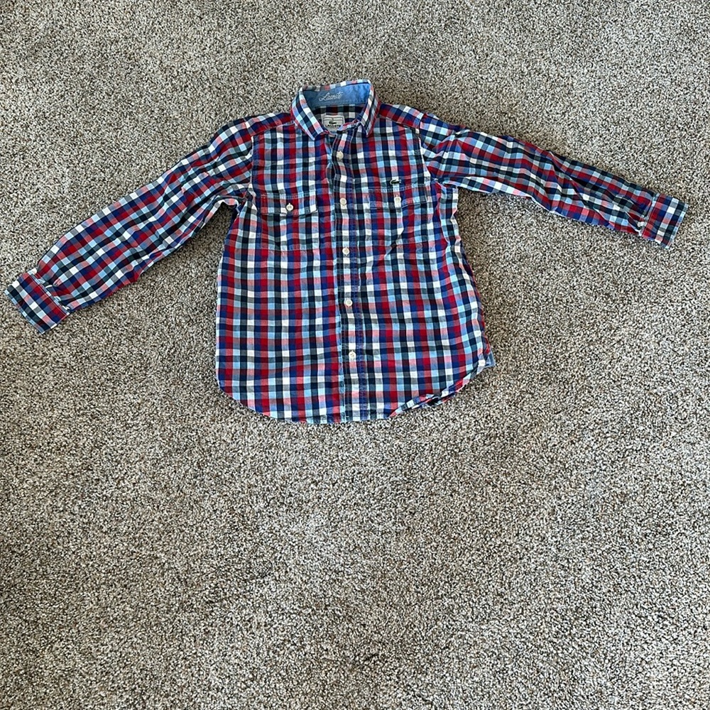 Boys Lacoste Button Up Long Sleeve Shirt
